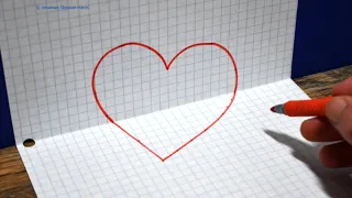 How to Draw a Heart 3D Trick Art on Graph Paper