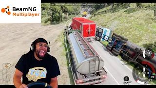 Driving HUGE trucks on TINY roads in BeamNG.Drive lmaooo