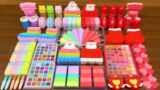 PASTEL vs RED MERRY CHRISTMAS!!! Mixing random into to Slime!!!Satisfying slime Video #190