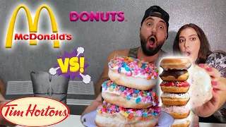 MCDONALDS DONUTS vs TIMHORTONS DONUTS  CHALLENGE SHOCKING DISCOVERY!