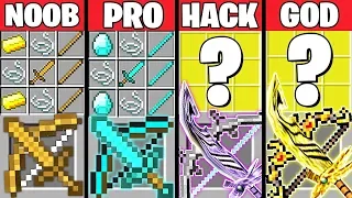 Minecraft Battle: ABILITY SWORD GUN CRAFTING CHALLENGE - NOOB vs PRO vs HACKER vs GOD ~ Animation