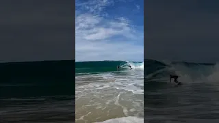 BODYBOARDER DROPS IN ON SURFER & GETS A PERFECT BARREL!!