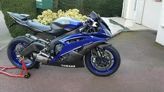 YAMAHA R6 RACE BLUE 2013 LEOVINCE WALKAROUND