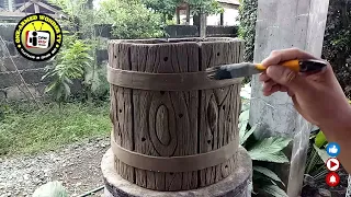 HOW TO MAKE LARGE CEMENT POT AT HOME / BARREL TYPE POT#1 / AMAZING DIY CEMENT IDEAS - CONCRETE POT