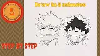 how to draw Midoriya Izuku and Katsuki Bakugo easy | my hero academia | boku no hero academia