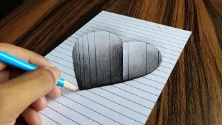 How to draw a 3D Hole Heart Shape - Easy 3D Drawing