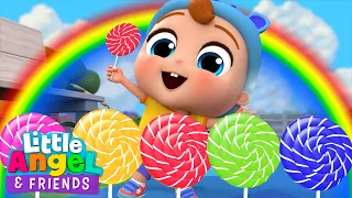 [ 15 MIN LOOP ] Rainbow Colors Lollipop Song | Little Angel And Friends Kid Songs