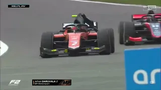 Jehan Daruvala Retires From F2 Sprint Race After Losing Headrest | 2023 Belgian Grand Prix