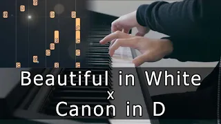 Beautiful in White x Canon in D | Riyandi Kusuma | Piano Tutorial | Piano Cover