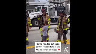 Kid Gives Soda To Firefighters #shorts