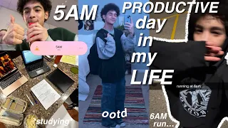 5AM PRODUCTIVE DAY IN MY LIFE | morning run, school + studying