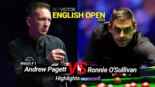 Ronnie O'sullivan Vs Andrew Pagett Match Highlights | BetVictor English Open 23 | Fast Sports