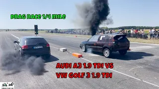 AUDI A3 1.9 TDI BKD VS VW GOLF 3 1.9 TDI drag race 1/4 mile 🚦🚗 - 4K UHD