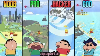 NOOB vs PRO vs HACKER vs GOD in aquapark.io with shinchan and his friends 😂 | funny game 😂