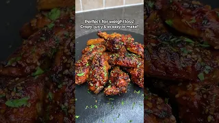 Healthy Low Calorie Sticky Sesame Wings for weight loss #chickenwings #recipe #foodie #shorts #wings