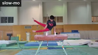 MAG COP 2022 Pommel horse (Scissor forward with hop) tutorial slow-mo