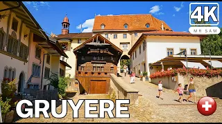 Gruyères, Switzerland 4K-  A Charming village in a Picture-Perfect landscape 4K - walking tour🇨🇭