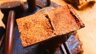 Making Half-Moon Knife Sword From Rusty Steel - Tool Restoration Rust Removal