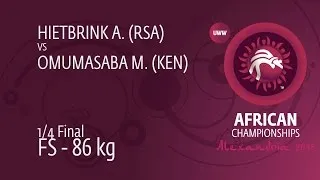 1/4 FS - 86 kg: A. HIETBRINK (RSA) df. M. OMUMASABA (KEN) by TF, 10-0