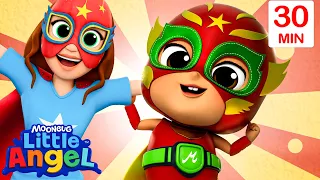 Masked Heroes! Guess Who? | Little Angel | Melody Time: Moonbug Kids Songs