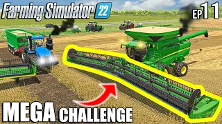 Cutting SOYBEANS with ARTICULATED HEADERS | MEGA Challenge #11 | Farming Simulator 22