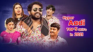 Hyper Aadi Top 5  Skits in 2021 | Jabardasth | 14th August 2023 | Hyper Aadi, Roja, Anasuya