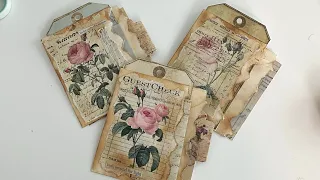 Vintage Double Pocket Tags 🏷️ Mini Book Budget Crafting  Junk Journaling ☺️