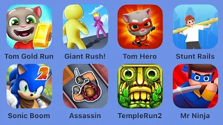 Talking Tom Gold Run,Giant Rush!,Talking Tom Hero Dash,Stunt Rails,Sonic Boom,Hunter Assassin