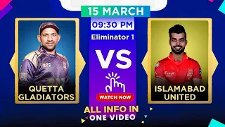 QUETTA GLADIATORS 🆚 ISLAMABAD UNITED | ELIMINATOR 1 T20 match prediction | Venue report |#psl2024