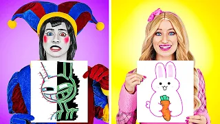 POMNI VS BARBIE DESAFÍO DE ARTE Increíbles Trucos de Arte y Creativas Ideas DIY por 123 GO!