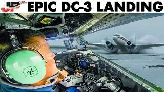 Epic DC-3 Landing on Flooded Beach | Cockpit + GoPro Views