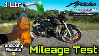 Apache RTR 200 4v BS6⚡|| Urban mode || Mileage Test ⛽ || Amazing Results 💥 #apache #rtr #viral