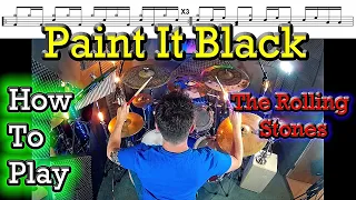 How To Play -Paint It Black -Rolling Stones- Easy Drum Tutorial Lesson