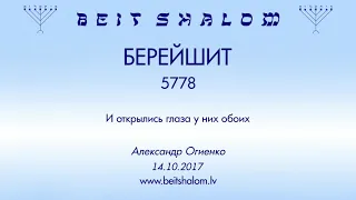 «БЕРЕЙШИТ» 5778 «И открылись глаза у них обоих» А.Огиенко (14.10.2017)