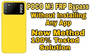 POCO M3 FRP Bypass New Method Without Installing Any Application