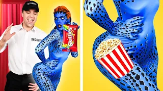 Superheroes Sneak Food Into The Movies || How To Sneak Snacks Anywhere by Kaboom! GO