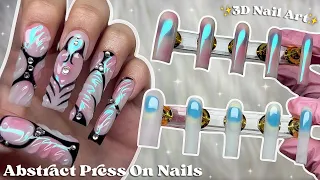 Abstract Press On Nails✨ How To Make Press On Nails & 3D Nail Art | ASMR