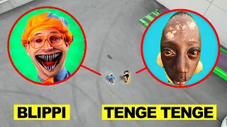 DRONE CATCHES TENGE TENGE with FRIEND BLIPPI in Real Life at haunted playground!!
