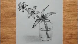 How to draw beautiful orchid flowers in a jar | Pencil drawing | Flower drawing | Paint With Me