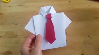 Como hacer una Camisa y corbata de Origami fácil y rápida. Camisas de papel