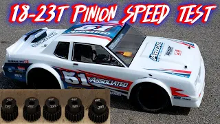 Team Associated SR10 18-23T pinion speed test