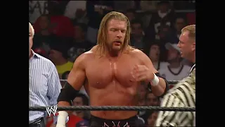 Batista help JR to win a match against Triple H (Monday Night Raw 18 april 2005)