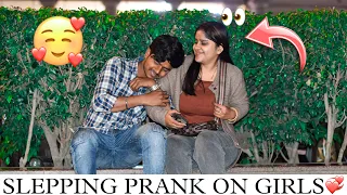 Sleeping prank on Random Girls 🧒 (Funny Reaction) ||PappuPrankster