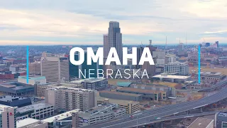 Omaha day and night with New Year's fireworks,  Nebraska  | 4K drone footage