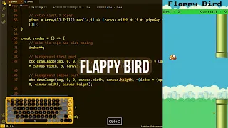 ASMR Programming - Retro Coding Flappy Bird Game in JavaScript - No Talking プログラミングの雨