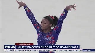 Olympic champ Biles out of team finals with apparent injury