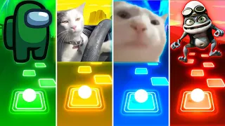 Among Us vs Driving Cat vs Vibing Cat vs Crazy Frog Axel F - Tiles Hop EDM Rush