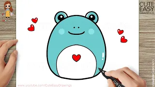 How to Draw Cute Frog Easy Step by Step  -  Squishmallow