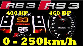 2021 Audi rs3 400 HP vs Audi rs3 460 HP DRAGRACE Sound  0 250KMH