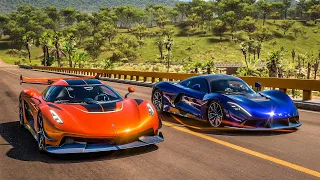 Forza Horizon 5 Drag race: Hennessey Venom F5 vs Koenigsegg Jesko